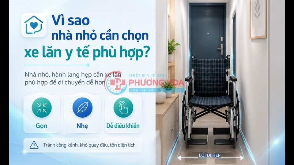 Xe lăn y tế cho nhà nhỏ, lối đi hẹp: Nên chọn loại nào gọn, nhẹ, dễ di chuyển?
